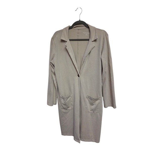 Soft Surroundings Knit Duster Cardigan Open Front Pockets Beige‎ M - Picture 1 of 5
